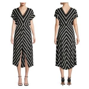 Maje Black and White Midi Dress